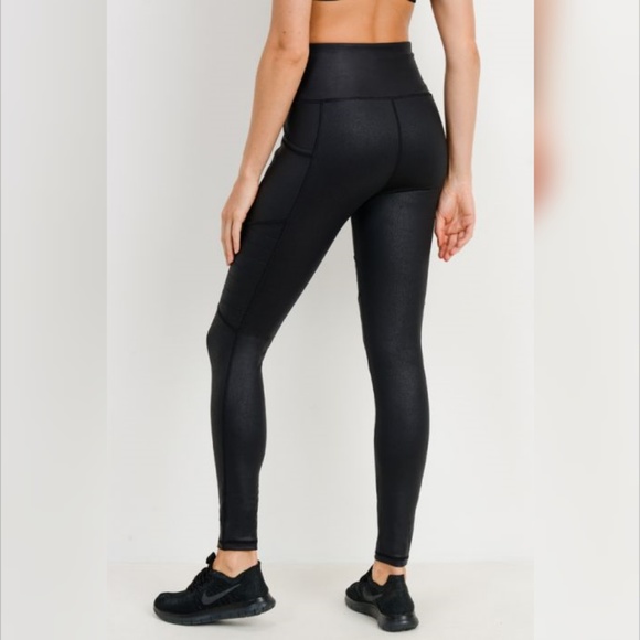Mono B RED - Highwaist Foil Moto Pocket Leggings - Picture 2 of 6